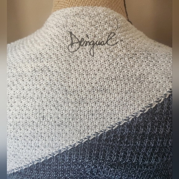 Women's Desigual Navy and Gray Open Front Cardigan Sm - Picture 4 of 7